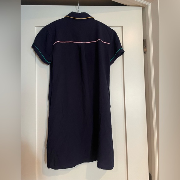 ModCloth | Navy Button Up Mini Dress with Rainbow Trim - Picture 2 of 3